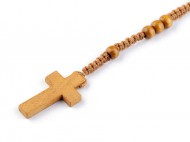 Růženec dřevěný na drhaných šňůrkách