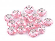 Plastové korálky s ploškami s velkým průvlekem 14,5x9 mm 14 růžová sv., 5 ks - zvětšit obrázek