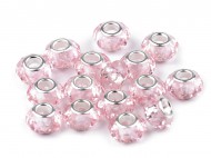 Plastové korálky s ploškami s velkým průvlekem 14,5x9 mm 16 růžová nejsv., 20 ks - zvětšit obrázek