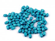 Dřevěné korálky oliva 5x8 mm modrá azuro, 500 g - zvětšit obrázek