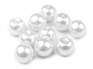 Skleněné voskové perly 10 mm 01B bílá, 50 g - zvětšit obrázek