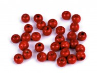 Dřevěné korálky 8-9 mm 7 červená, 20 g - zvětšit obrázek