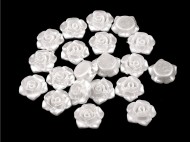 Plastové voskové korálky / perly růžičky s průvlekem 13 mm 1 bílá, 20 ks - zvětšit obrázek