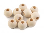 Dřevěné korálky nelakované 20 mm na macrame 1 přírodní, 10 ks - zvětšit obrázek