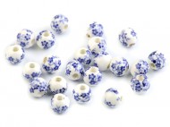 Porcelánové korálky s květy 6 mm