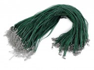 Víceřadá šňůrka s karabinkou z nerezové oceli délka 43 cm 16 zelená tm., 2 ks - zvětšit obrázek