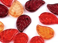 Plastové korálky lístečky mix 9x14 mm oranžová mix, 50 g - zvětšit obrázek