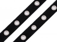 Prýmek / průchodky na bavlněné stuze šíře 24 mm 1 černá nikl, 9 m - zvětšit obrázek