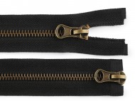 Zip staromosazný No 5 dělitelný 2 jezdce / dvoucestný 80 cm černá, 1 ks - zvětšit obrázek