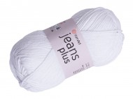 Pletací příze Jeans Plus 100 g 1 (62) bílá, 1 ks - zvětšit obrázek