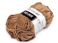Pletací žinylková příze Velour 100 g 16 (849) hnědá světlá, 1 ks - zvětšit obrázek