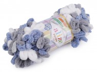 Pletací příze Alize Puffy color 100 g 10 (6075) modrá jemná, 1 ks - zvětšit obrázek