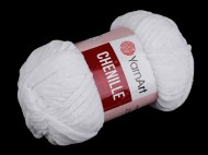 Pletací žinylková příze Chenille 100 g 1 (541) bílá, 1 ks - zvětšit obrázek