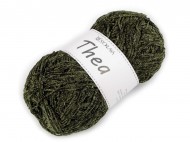 Pletací příze žinylková s lurexem Thea 100 g 5 zelená khaki stříbrná, 1 ks - zvětšit obrázek