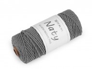 Bavlněná pletací příze macrame Naty 3 mm rozčesávací 20 šedá, 1 ks - zvětšit obrázek