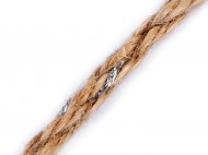 Jutová šňůra s lurexem 5 mm splétaná, vánoční