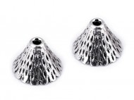 Koncovky na šňůrku / dekorační kaplíky 10x12 mm platina s patinou, 4 ks - zvětšit obrázek