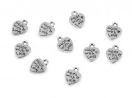 Přívěsek srdce 10x12 mm 1 (Made with love) platina s patinou, 10 ks - zvětšit obrázek
