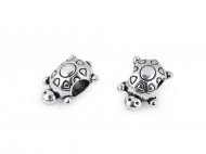Kovový korálek želva 10x14 mm platina s patinou, 5 ks - zvětšit obrázek