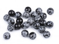 Minerální korálky Obsidián vločkový 8 mm obsidián vločkový, 11 ks - zvětšit obrázek