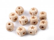 Dřevěné korálky kostka slon, srdce, hvězda 14x14 mm 3 přírodní hvězda, 10 ks - zvětšit obrázek