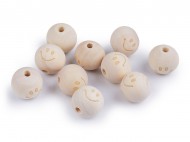 Dřevěné korálky nelakované hvězda, smajlík 20 mm 2 přírodní sv. smile, 10 ks - zvětšit obrázek