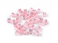Plastové korálky s AB efektem kostka 6x6 mm 3 růžová světlá, 10 g - zvětšit obrázek