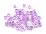 Plastové korálky s AB efektem kostka 6x6 mm 5 fialová lila, 10 g - zvětšit obrázek