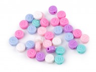 Plastové korálky s písmeny placička 9 mm mix, 10 g - zvětšit obrázek