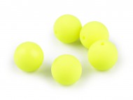 Plastové korálky matné, pogumovaný povrch 16 mm 1 žlutozelená neon, 5 ks - zvětšit obrázek