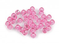 Plastové korálky s velkým průvlekem 9x6 mm 3 růžová, 20 g - zvětšit obrázek