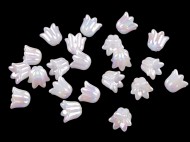 Plastové korálky s AB efektem zvoneček / sukýnka 12x14 mm bílá perleť AB, 20 ks - zvětšit obrázek
