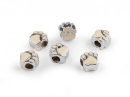 Plastové korálky s velkým průvlekem tlapka 11x11 mm 1 krémová světlá, 6 ks - zvětšit obrázek