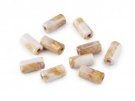 Plastové korálky váleček imitující mramor 11x22 mm béžovobílá, 10 ks - zvětšit obrázek