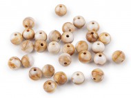 Plastové korálky imitující mramor 10 mm béžovobílá, 20 g - zvětšit obrázek