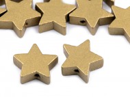 Dřevěné korálky hvězda metalické 19 mm