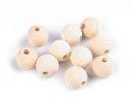 Dřevěné korálky nelakované vroubkované 20 mm