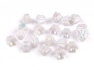 Plastové korálky s AB efektem zvoneček / sukýnka 12x14 mm