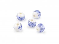 Porcelánové korálky s květy 10 mm