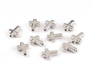 Plastové korálky / komponenty k výrobě šperků křížek 12x15 mm metalické