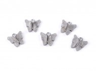 Kovový přívěsek / taháček na zip motýl perleťový 13x15 mm 5 (13x15 mm) šedá, 5 ks - zvětšit obrázek