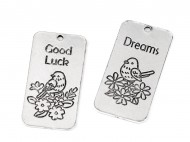 Přívěsek / štítek ptáček Good Luck, Dreams 25x49 mm - zvětšit obrázek