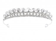 Štrasová čelenka / korunka do vlasů s očky crystal stříbrná, 1 ks - zvětšit obrázek