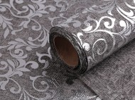 Stuha imitace juty šíře 24 cm ornamenty 2 (800-17) šedá stříbrná, 4.5 m - zvětšit obrázek