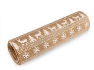 Imitace juty šíře 24 cm ornament, květ, sob, vločka - zvětšit obrázek