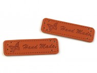 Eko kůže cedulka / ozdoba / nášivka Handmade 15x50 mm 1 hnědá, 5 ks - zvětšit obrázek