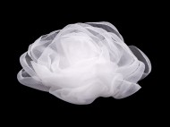 Organzový květ růže k našití a nalepení 8 cm 1 bílá, 1 ks - zvětšit obrázek