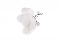 Květ na drátku s broušenými korálky hand made 1 Off White, 1 ks - zvětšit obrázek