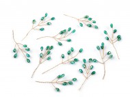 Větvička drátěná s broušenými korálky hand made 6 green turmaline zlatá, 10 ks - zvětšit obrázek