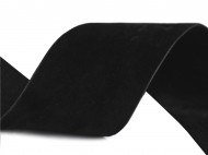 Semišová stuha velvet oboustranná šíře 40 mm 19 černá, 1 m - zvětšit obrázek